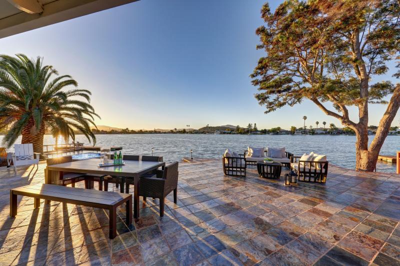 stone patio and bay