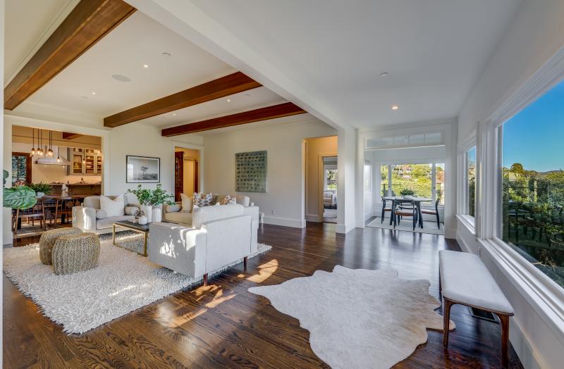 living room with windows