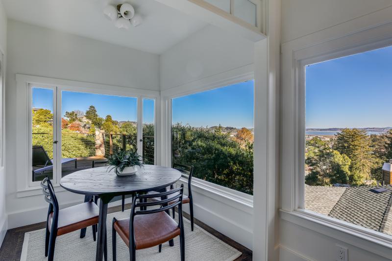 small dining area with windows