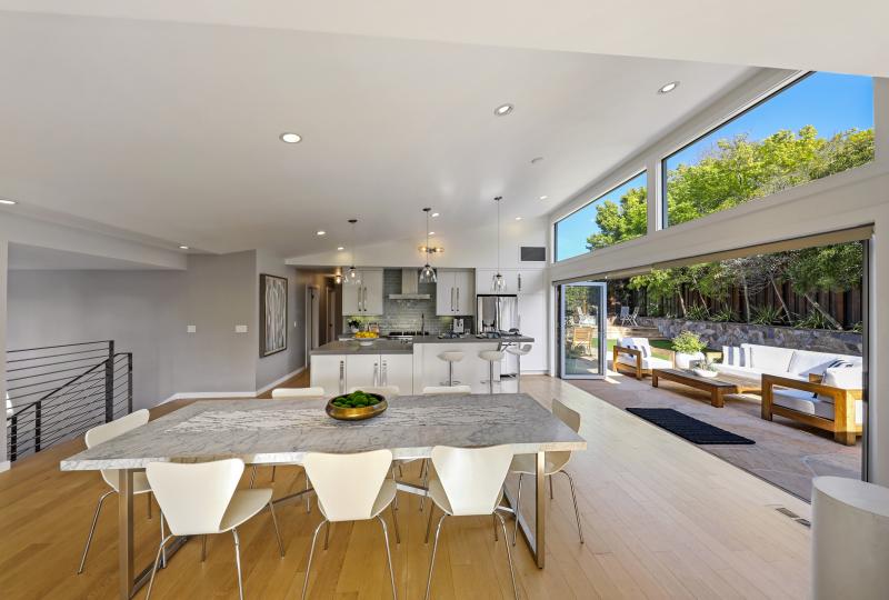 dining room open to patio