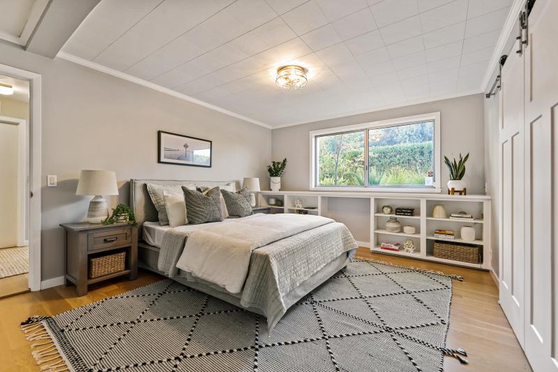 bedroom with high ceilings