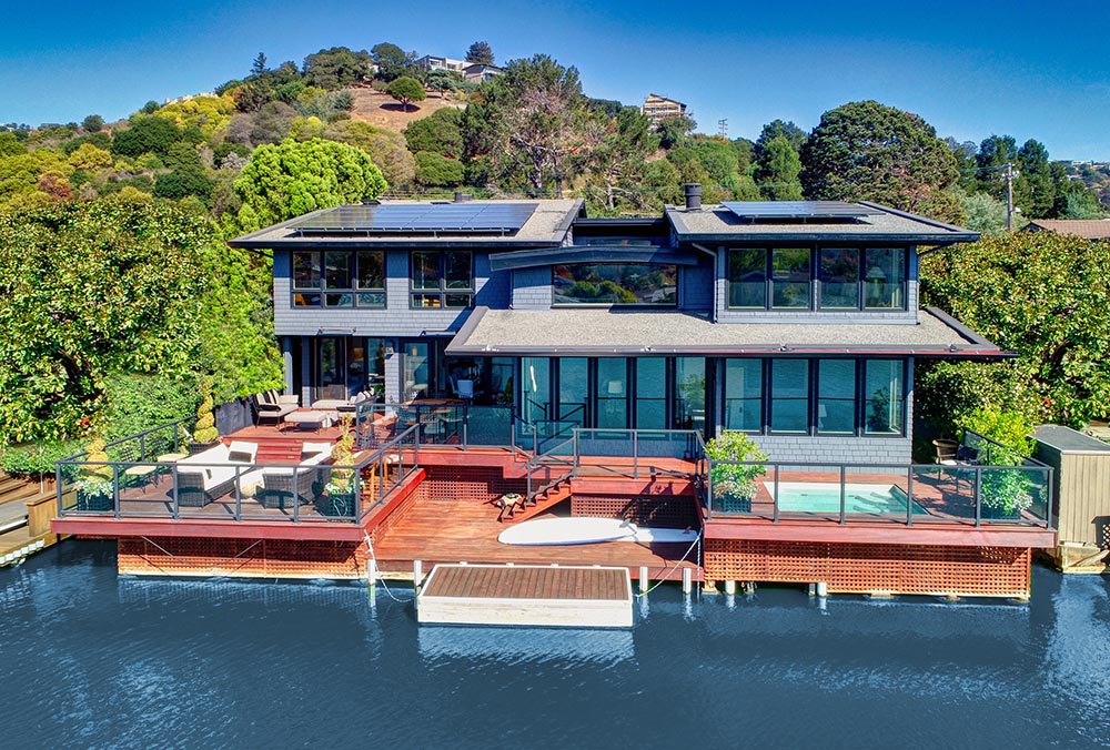 drone view of home on the water