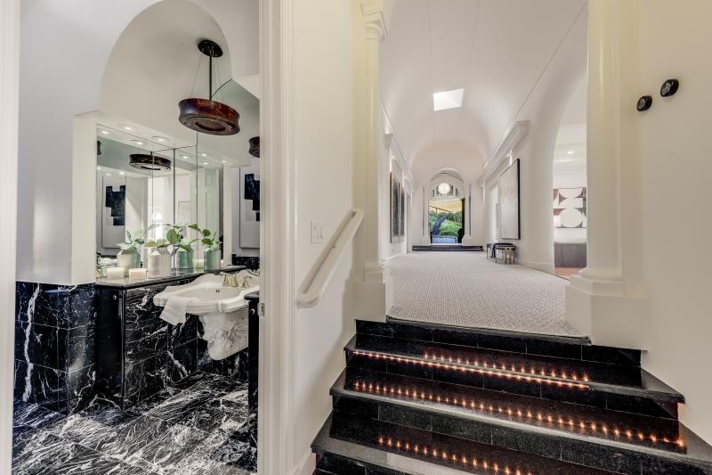 marble bathroom and steps