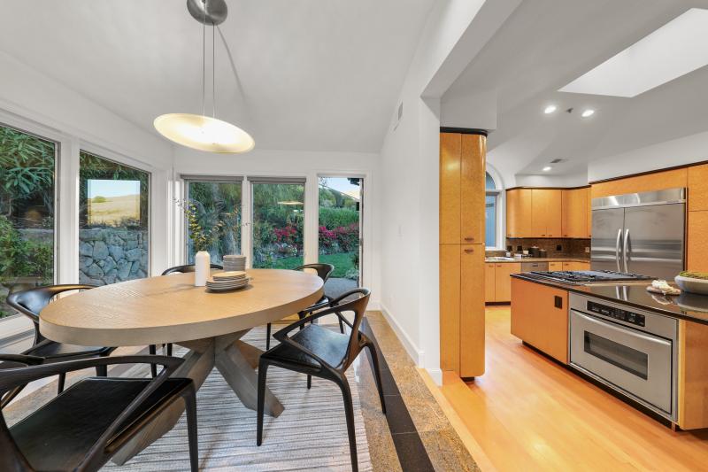 kitchen and oval dining table