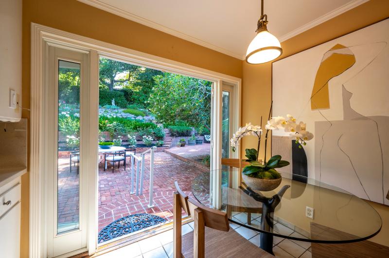 dining room with open door