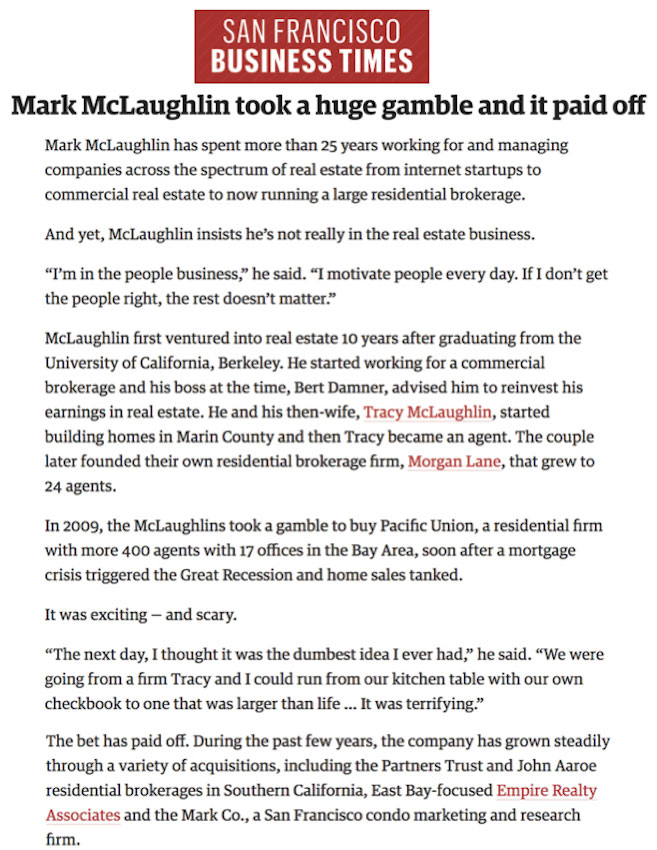 Mark McLaughlin took a huge gamble and it paid off