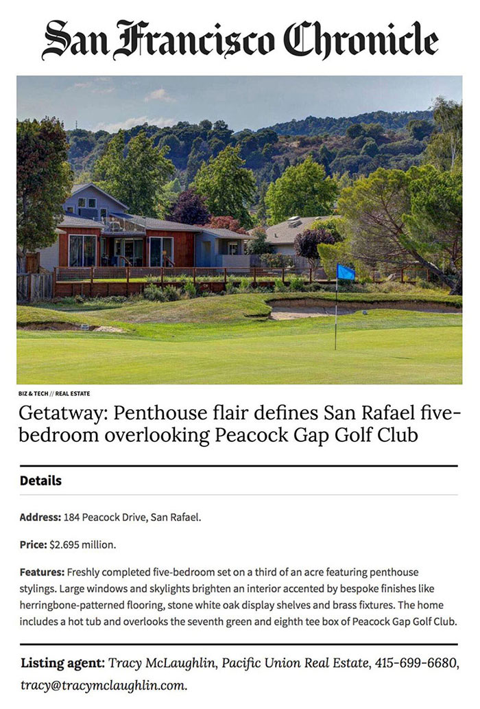 Getatway: Penthouse flair defines San Rafael five-bedroom overlooking Peacock Gap Golf Club